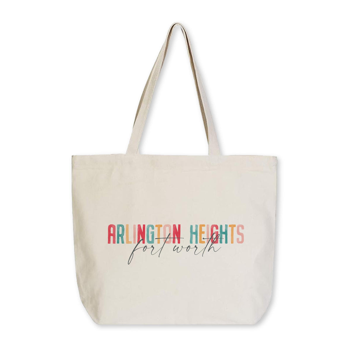 Tote Bag Natural Canvas-Watercolor City Arlington Heights Fort Worth -0