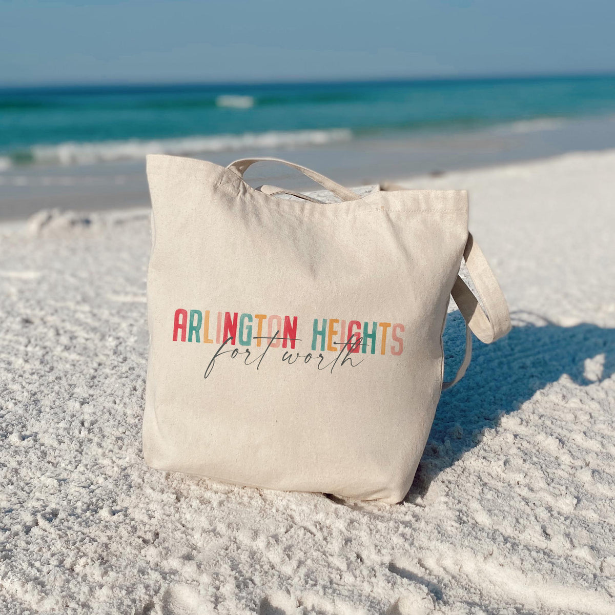 Tote Bag Natural Canvas-Watercolor City Arlington Heights Fort Worth -3