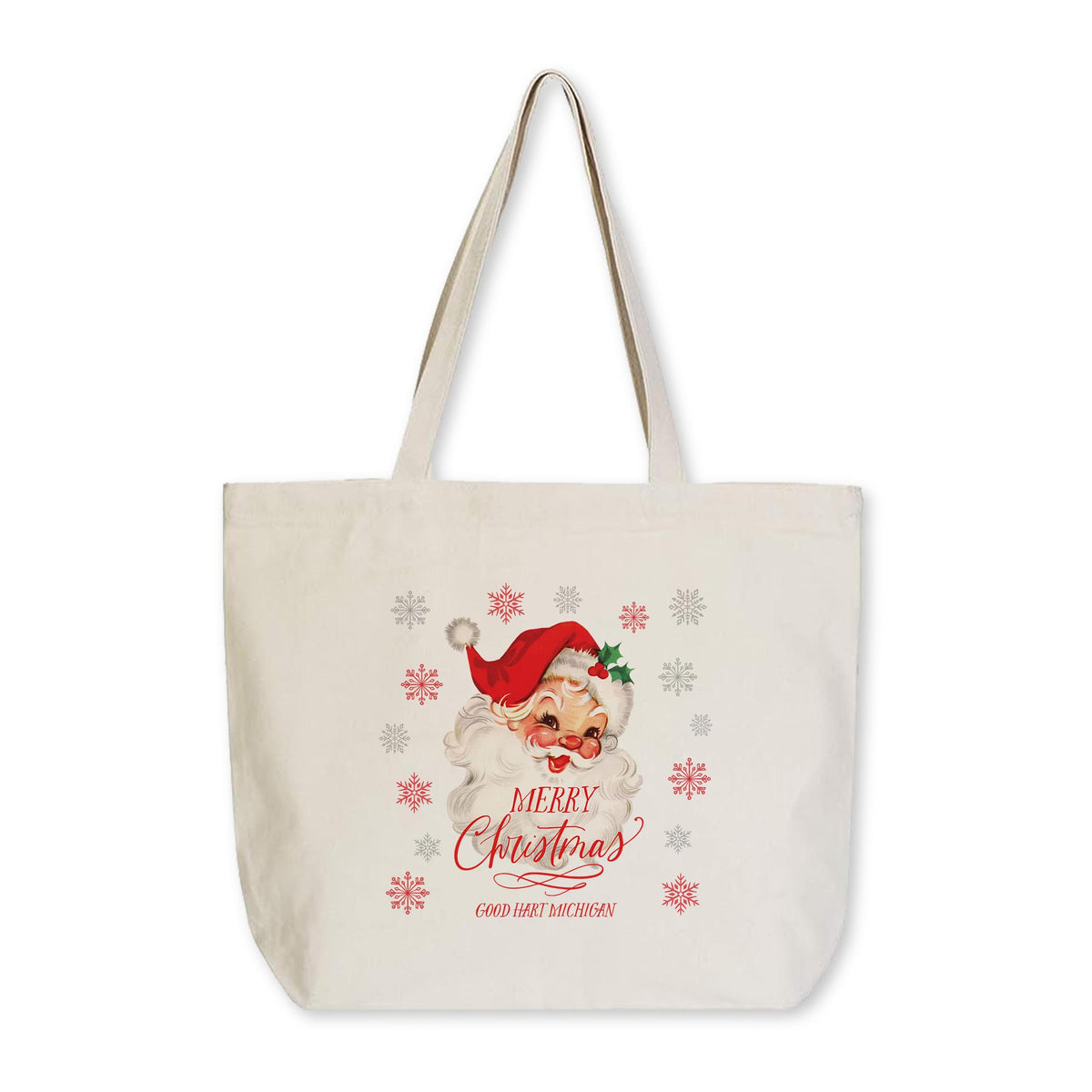 Tote Bag Natural Canvas-Classic Santa Good Hart Michigan -0
