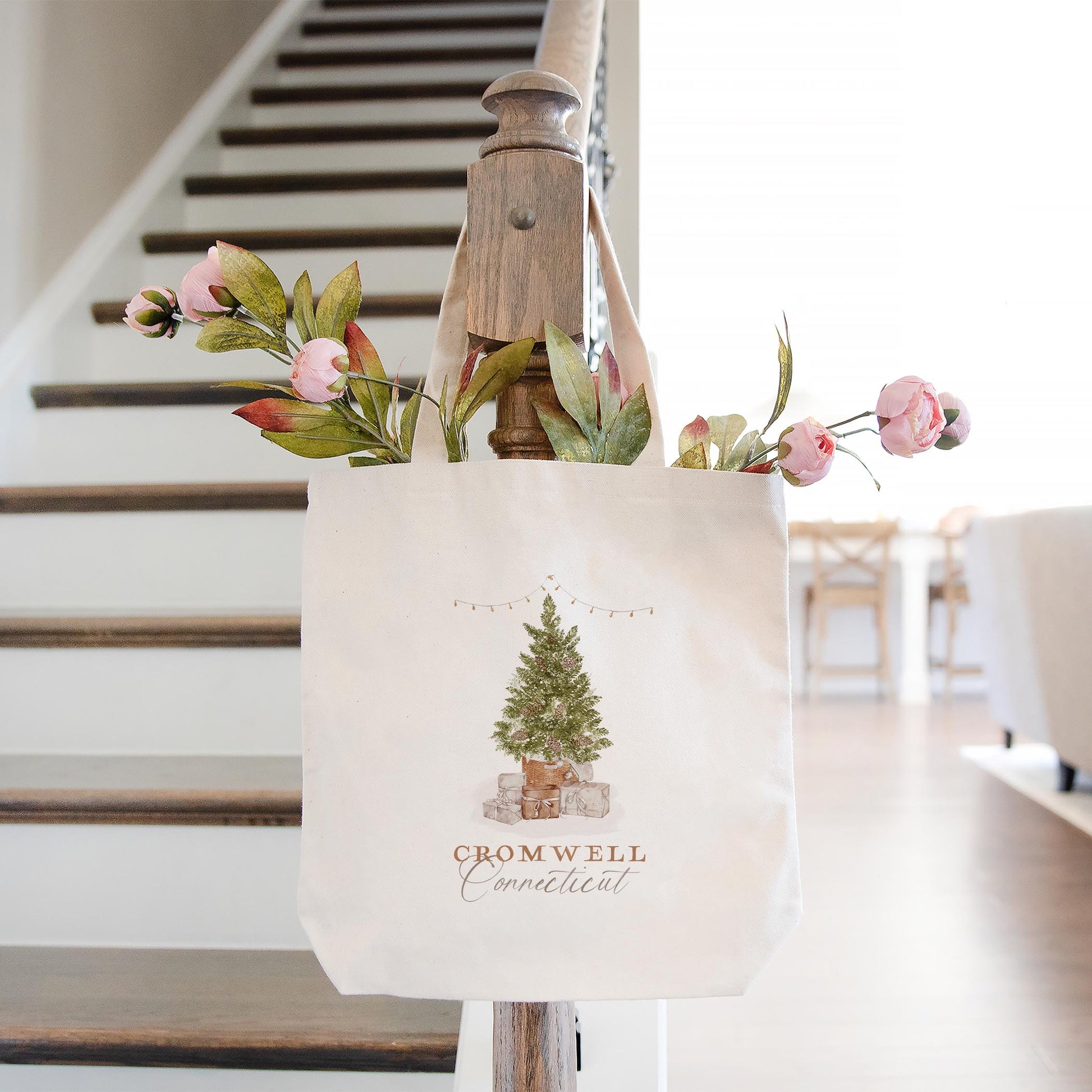 Tote Bag Natural Canvas-Cottage Tree Cromwell Connecticut -1
