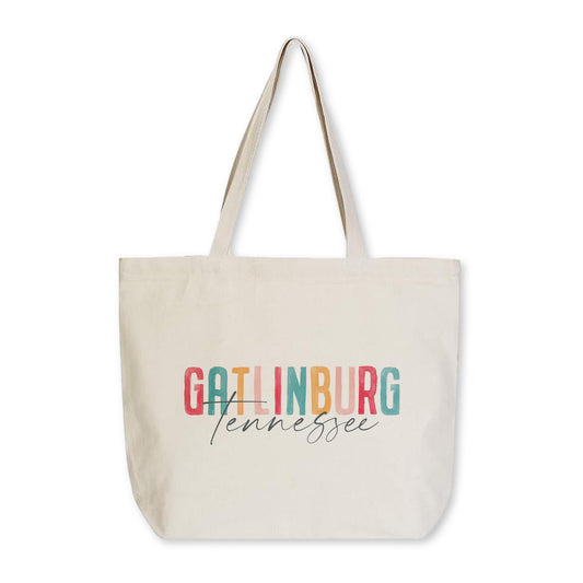 Tote Bag Natural Canvas-Watercolor City Gatlinburg Tennessee