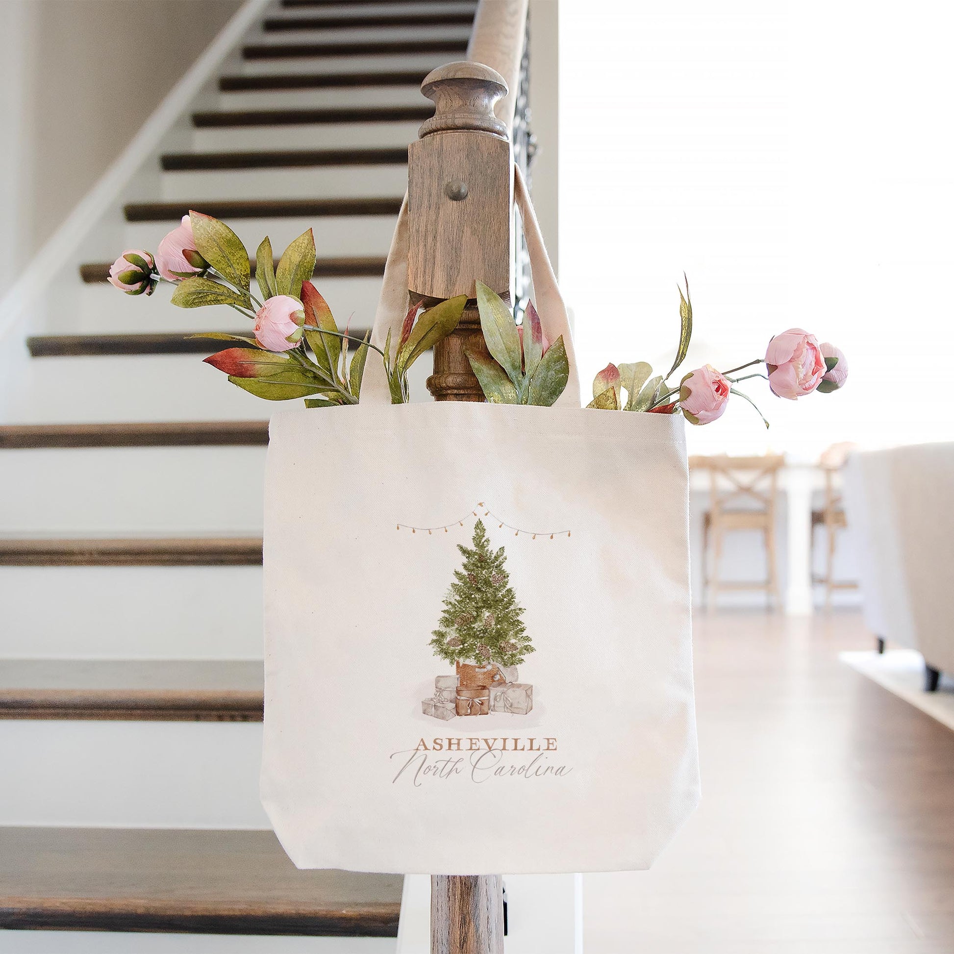 Tote Bag Natural Canvas-Cottage Tree Asheville North Carolina -1