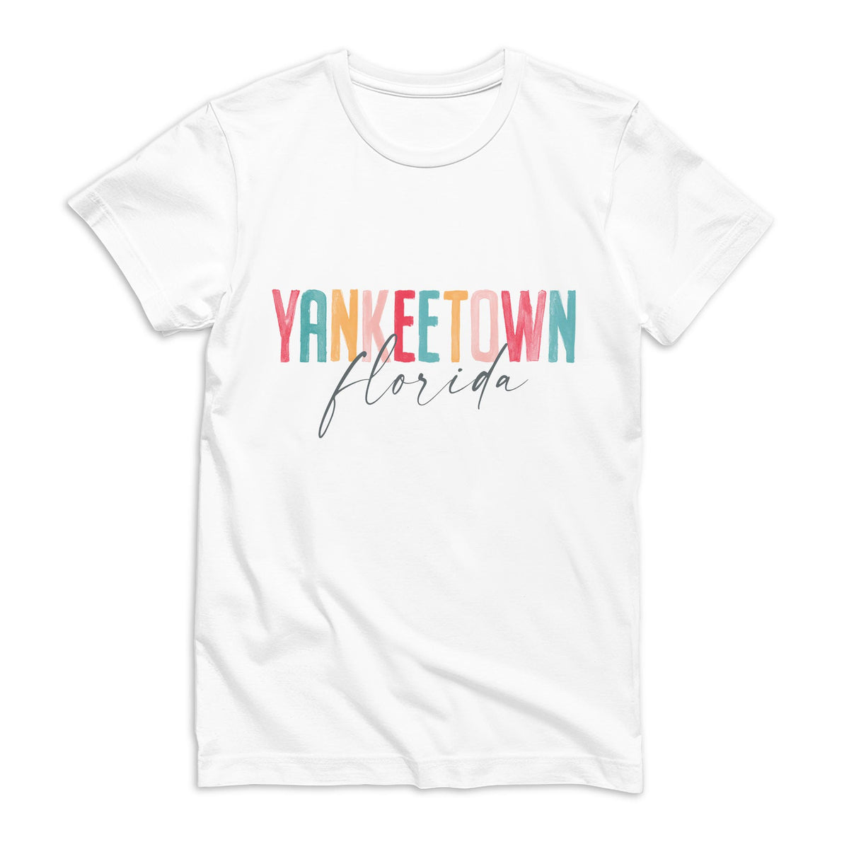 Bella Canvas T-Shirt White-Watercolor City Yankeetown Florida -0