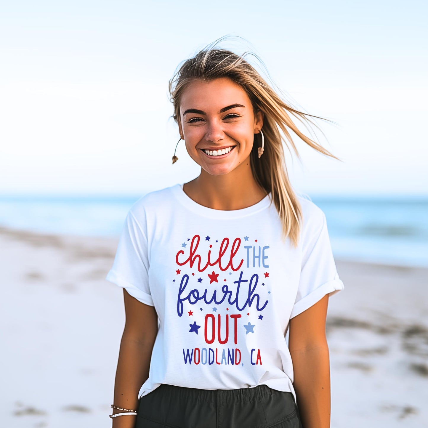 Bella Canvas T-Shirt White-4th of July Woodland California -2