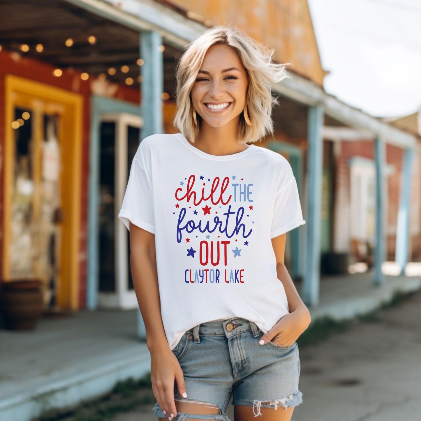 Bella Canvas T-Shirt White-4th of July Claytor Lake Virginia -1