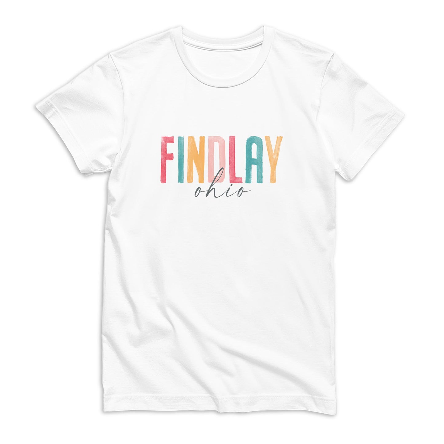 Bella Canvas T-Shirt White-Watercolor City Findlay Ohio -0
