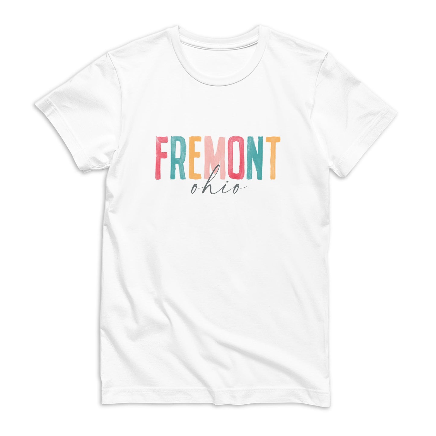 Bella Canvas T-Shirt White-Watercolor City Fremont Ohio -0