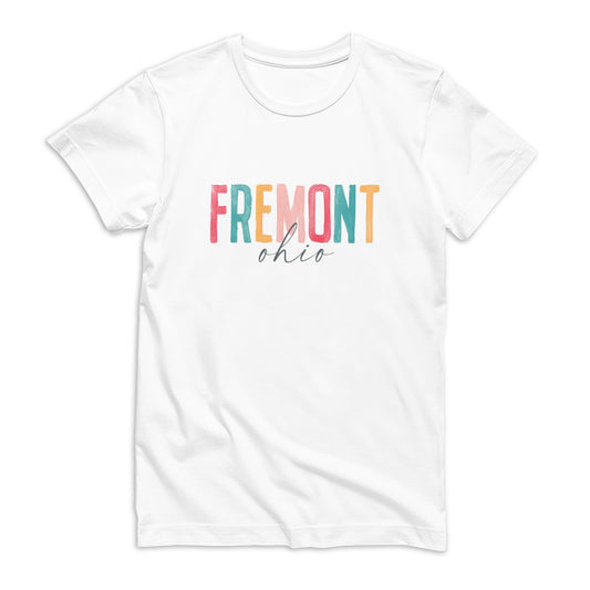 Bella Canvas T-Shirt White-Watercolor City Fremont Ohio -0