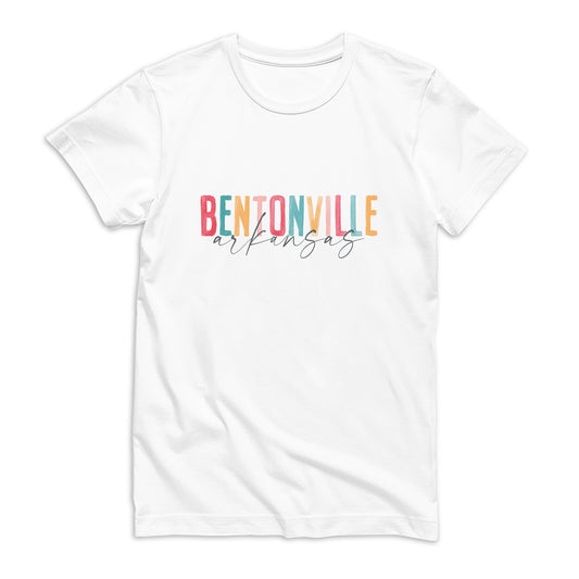 Bella Canvas T-Shirt White-Watercolor City Bentonville Arkansas -0