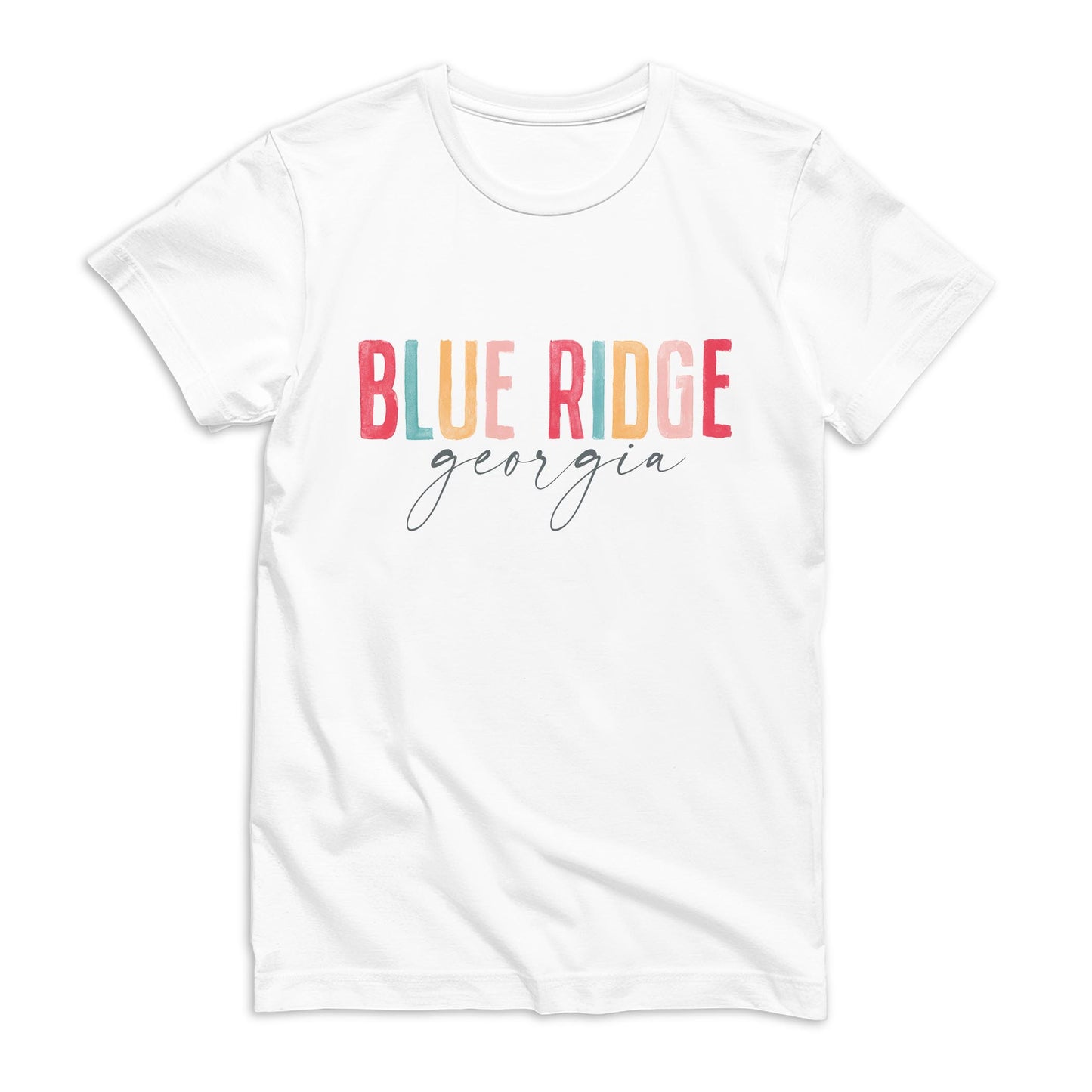 Bella Canvas T-Shirt White-Watercolor City Blue Ridge Georgia -0