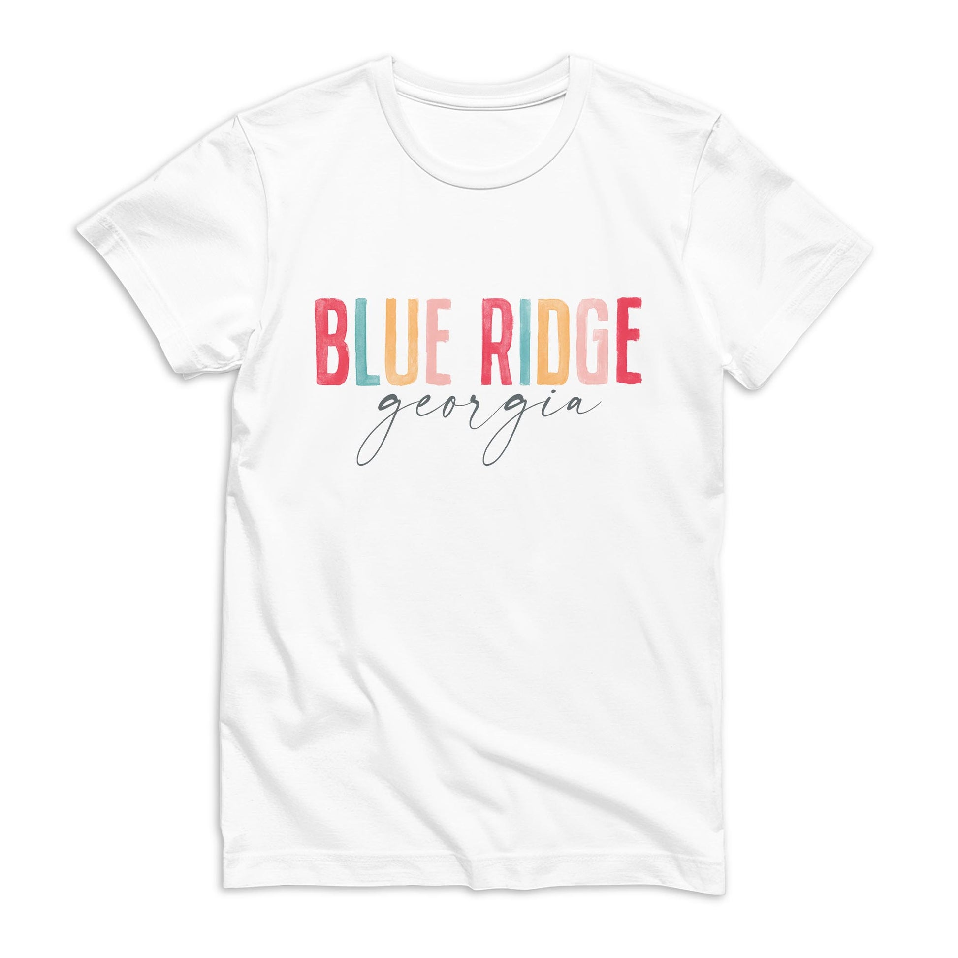 Bella Canvas T-Shirt White-Watercolor City Blue Ridge Georgia -0