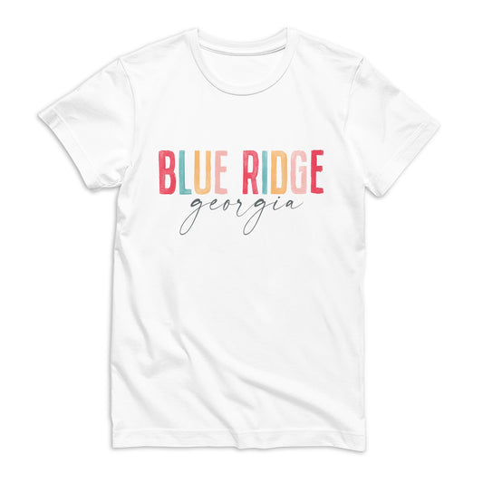 Bella Canvas T-Shirt White-Watercolor City Blue Ridge Georgia -0