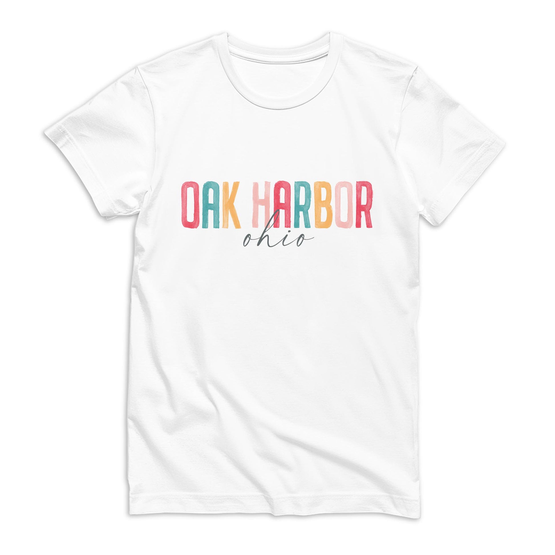 Bella Canvas T-Shirt White-Watercolor City Oak Harbor Ohio -0