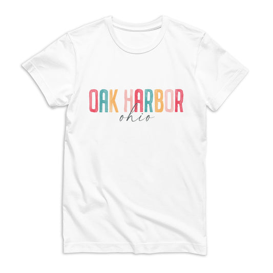 Bella Canvas T-Shirt White-Watercolor City Oak Harbor Ohio -0
