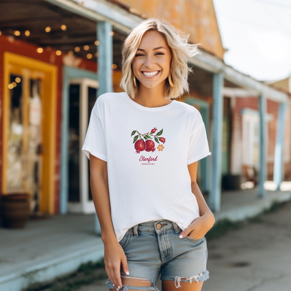 Bella Canvas T-Shirt White-Autumn Orchard | Custom | Your City & State -1