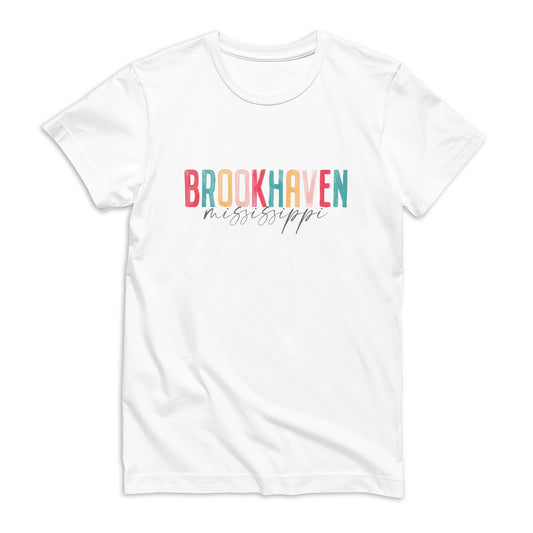 Bella Canvas T-Shirt White-Watercolor City Brookhaven Mississippi -0