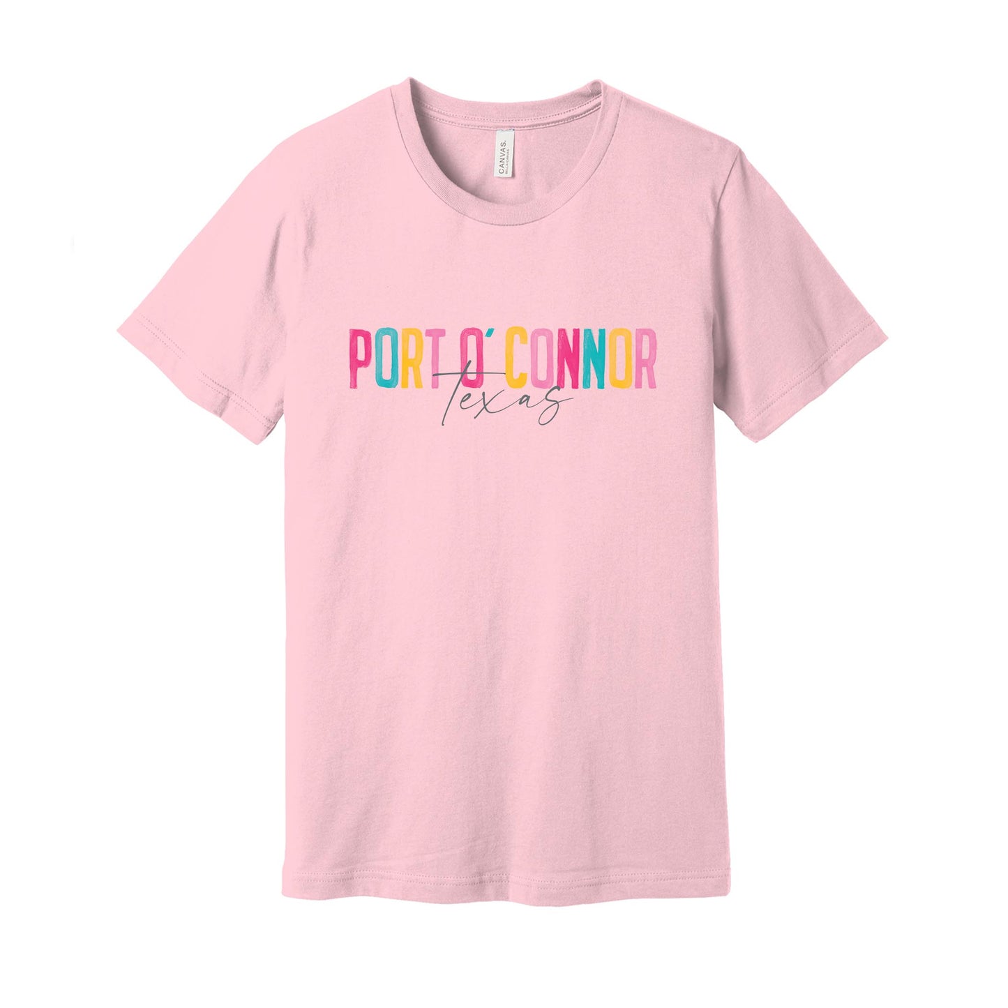 Bella Canvas T-Shirt Pink-Watercolor City Bright Sorbet Port O’ Connor Texas -0