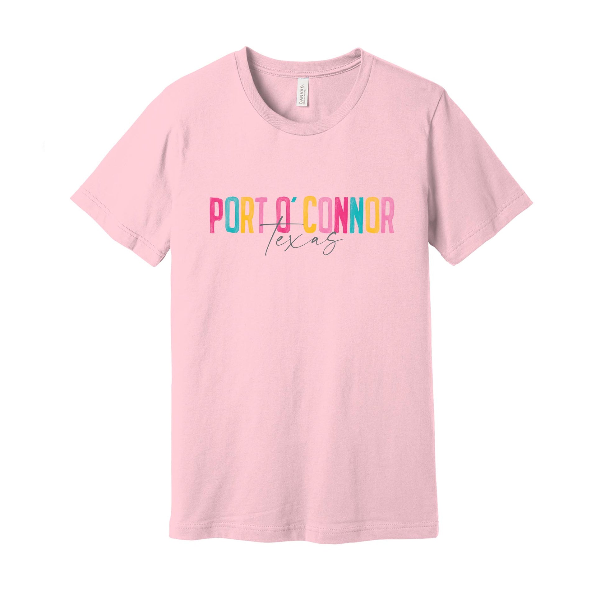 Bella Canvas T-Shirt Pink-Watercolor City Bright Sorbet Port O’ Connor Texas -0