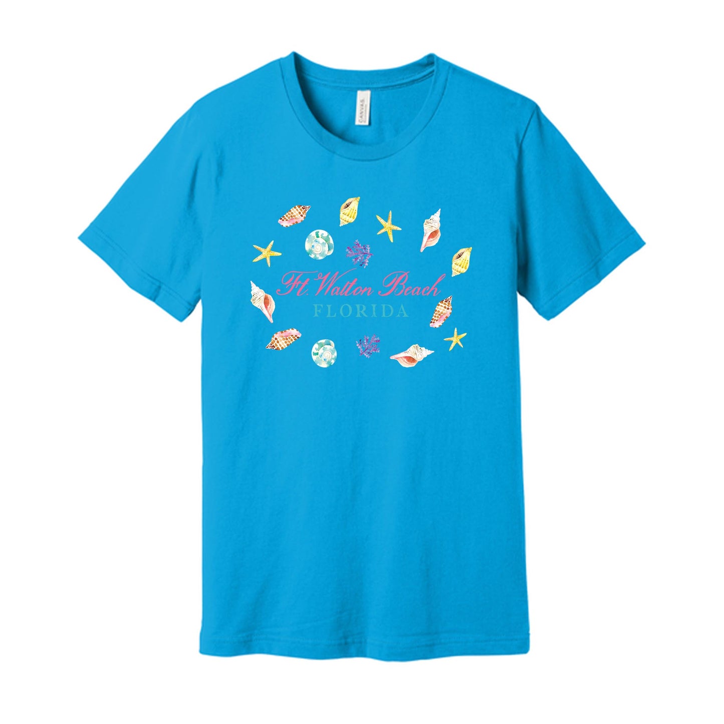 Bella Canvas T-Shirt Turquoise-Shells & Shoreline Ft. Walton Beach Florida -0