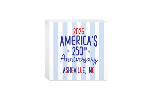 5x5 Wood Block-Love+Local 4th of July 250th Anniversary -0
