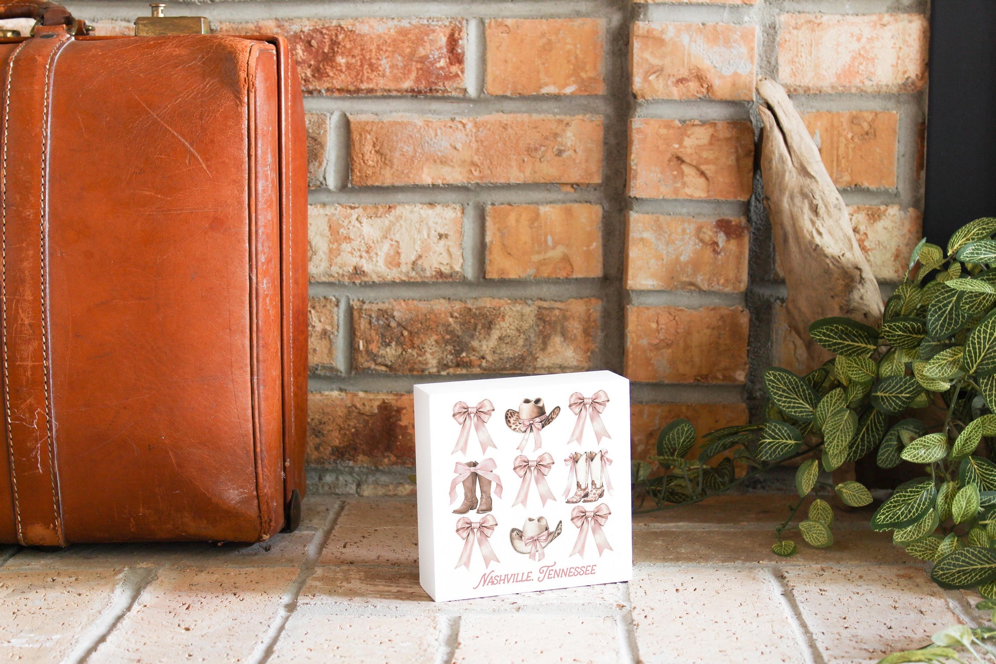 5x5 Wood Block-Love+Local Coquette Cowgirl -3