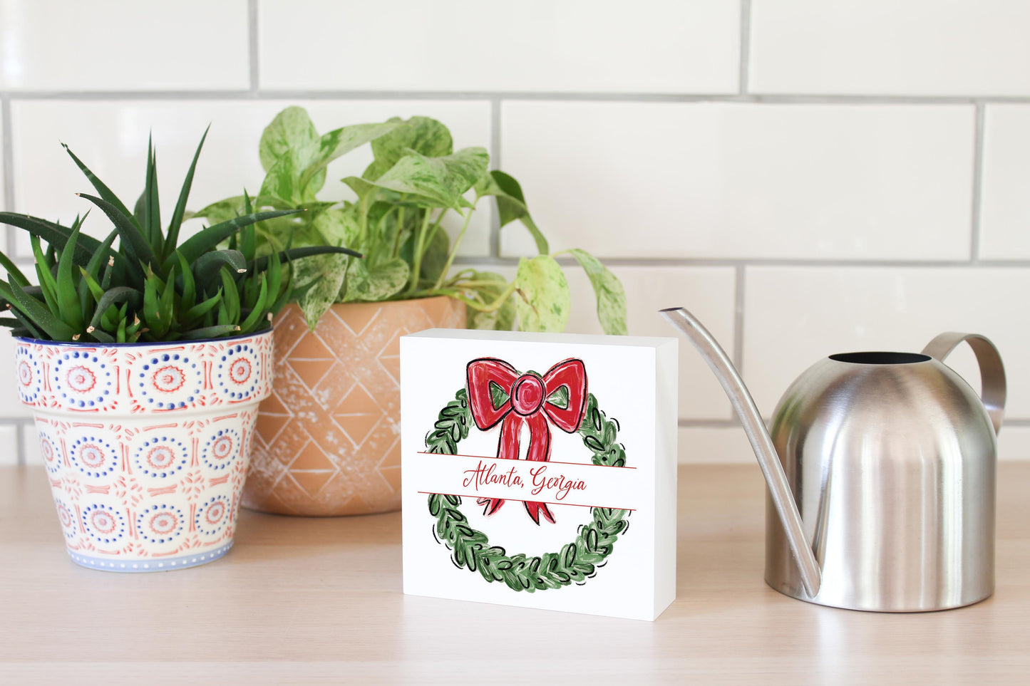 5x5 Wood Block-Love+Local Make It Merry -4
