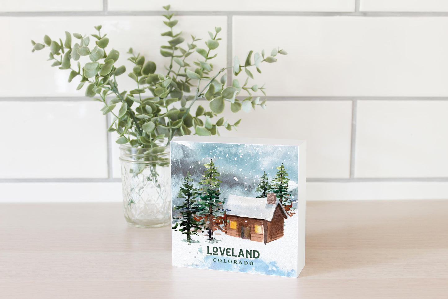 5x5 Wood Block-Love+Local Woodland -2