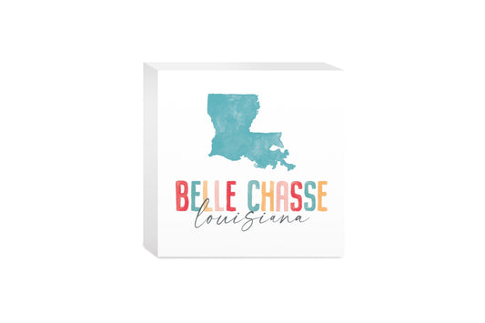 5x5 Wood Block-Watercolor City Belle Chasse Louisiana -0