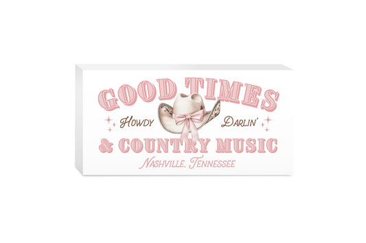 5x10 Wood Block Horizontal-Love+Local Coquette Cowgirl -0