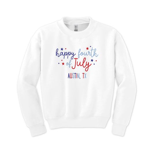 Gildan Youth Crewneck White-Love+Local 4th of July 250th Anniversary -0