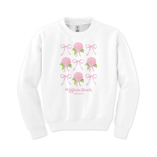 Gildan Youth Crewneck White-Love+Local Hydrangea Cottage -0