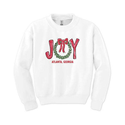 Gildan Youth Crewneck White-Love+Local Make It Merry -0