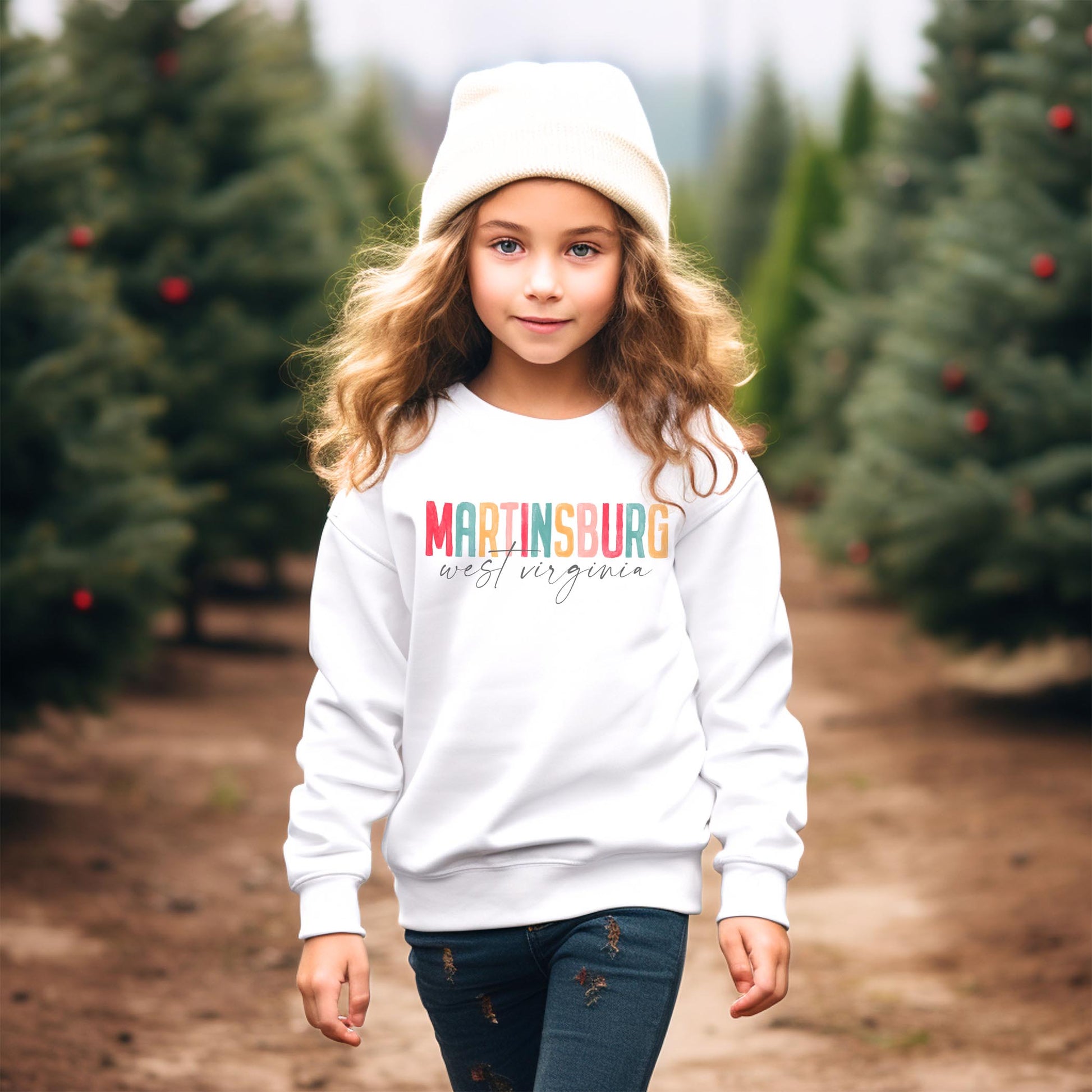 Gildan Youth Crewneck White-L+L Watercolor City -1