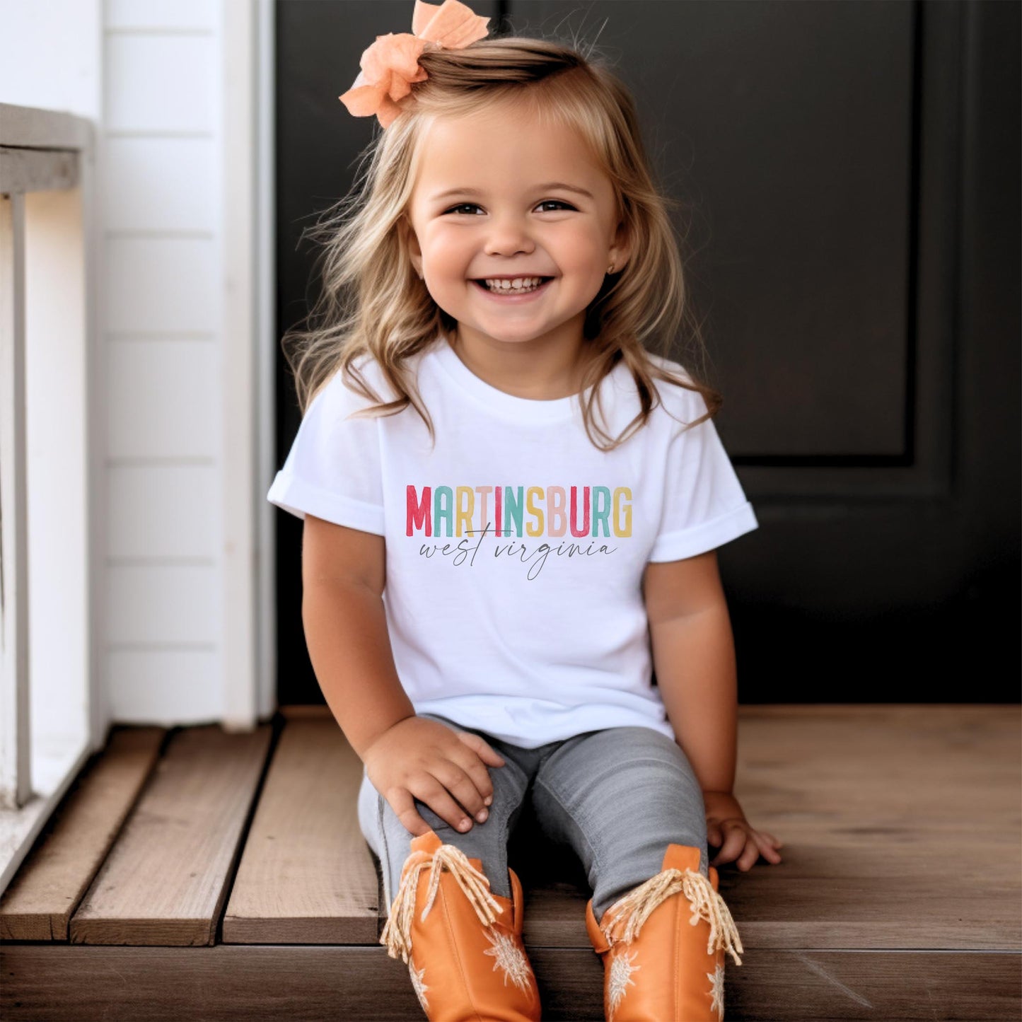 Bella Canvas Youth T-Shirt White-L+L Watercolor City -1