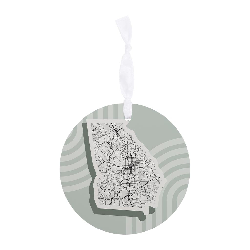Vintage Groove Light Green Lines Map Georgia Atlanta | Wood Ornament | Eaches | Min 6