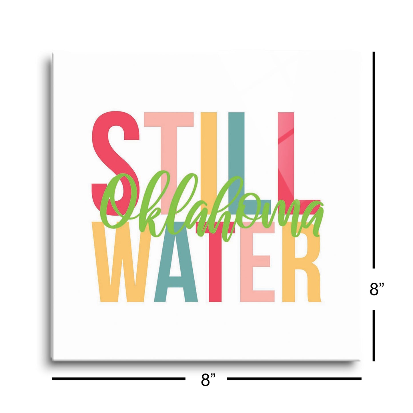 Boho Color City And State Oklahoma Stillwater | Hi-Def Glass Art | Eaches | Min 2