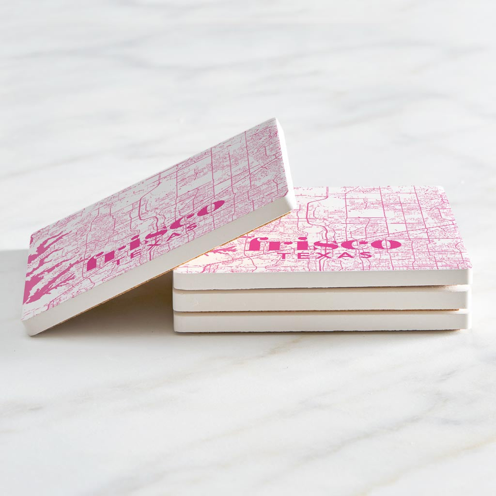 Bright Modern Pink Map Texas Frisco