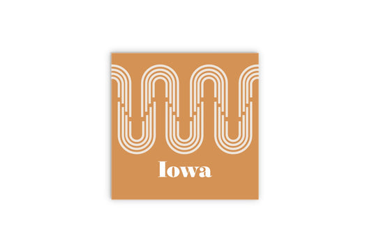 Vintage Groove Yellow Wave Lines Iowa | Wood Sign | Eaches | Min 2