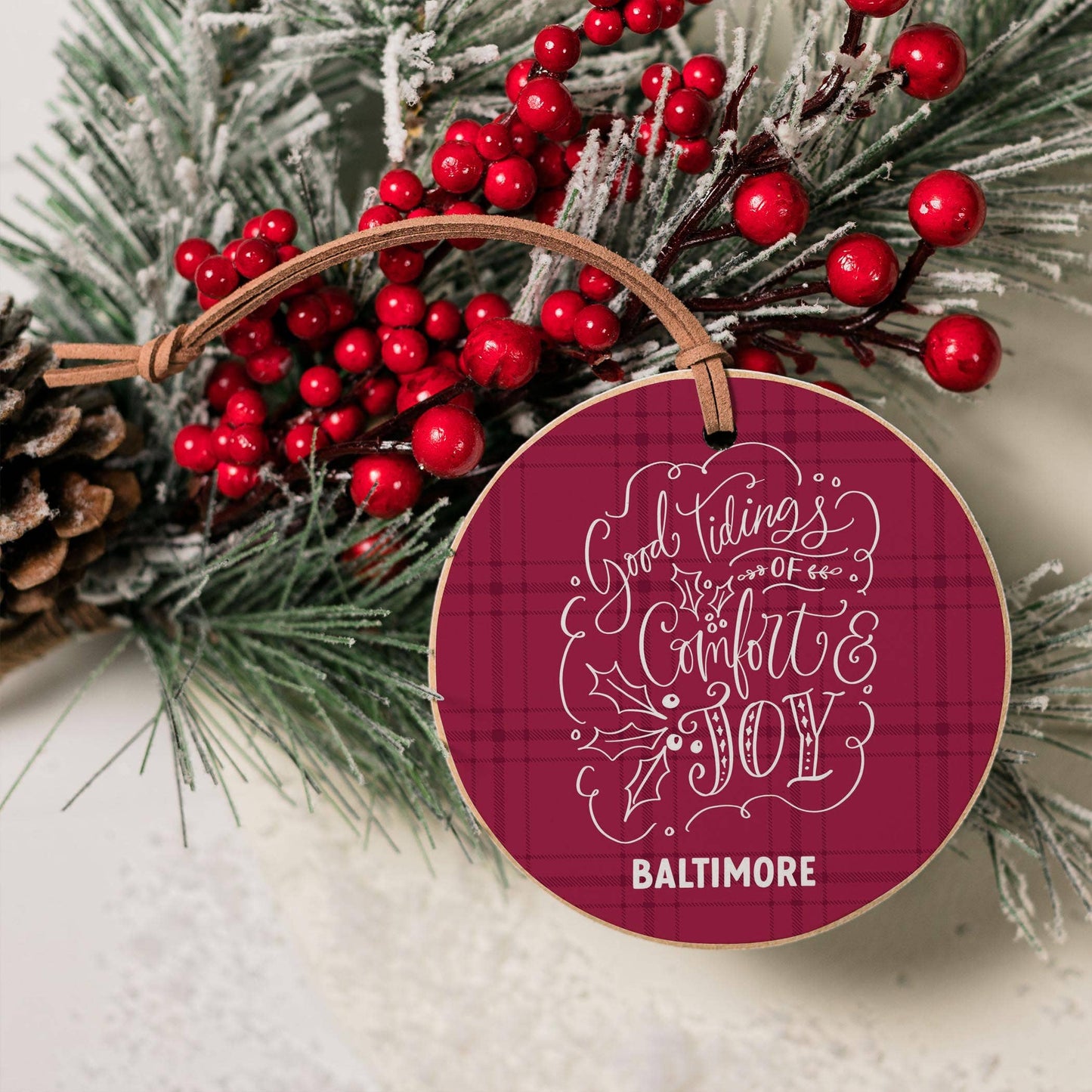 4" Round Ornament-Love + Local Winterberry