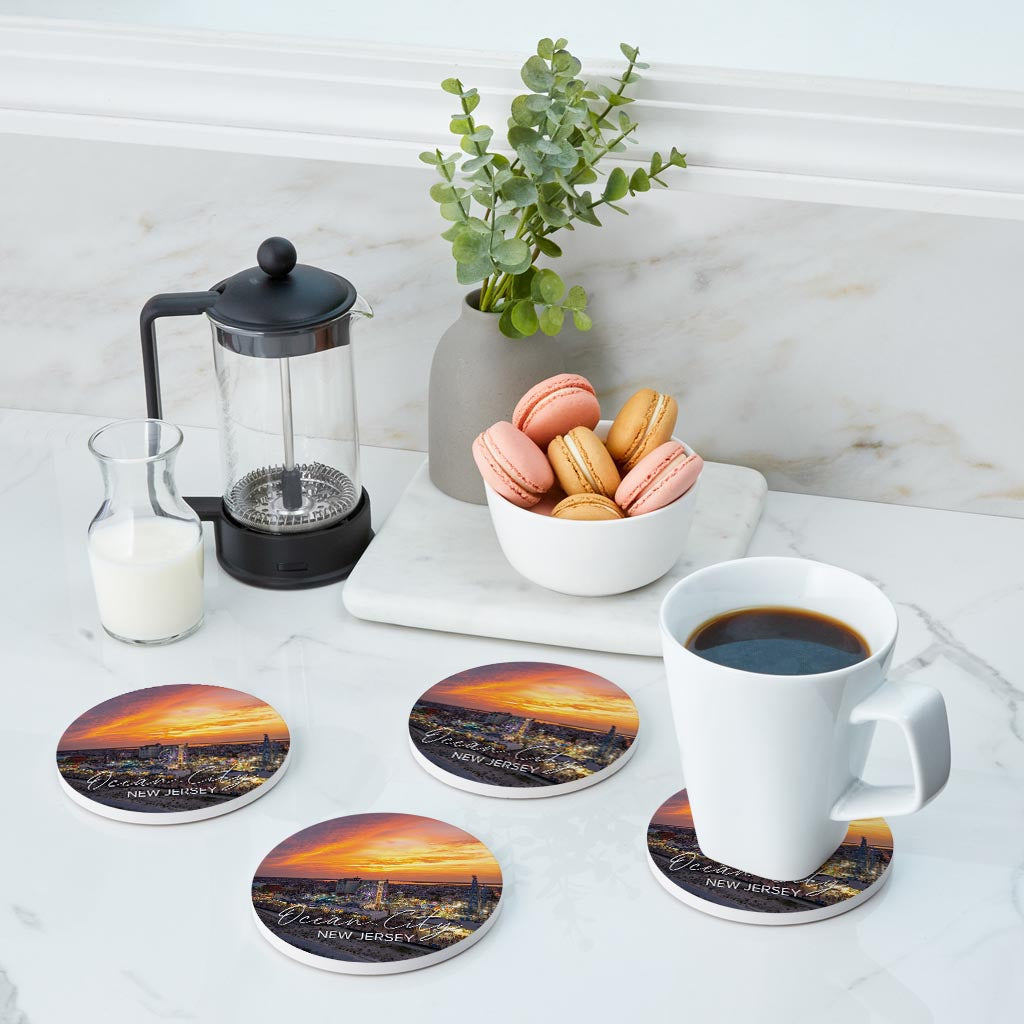 Playland Sunset Round Coaster | Absorbent Coasters | Set of 4 | Min 2