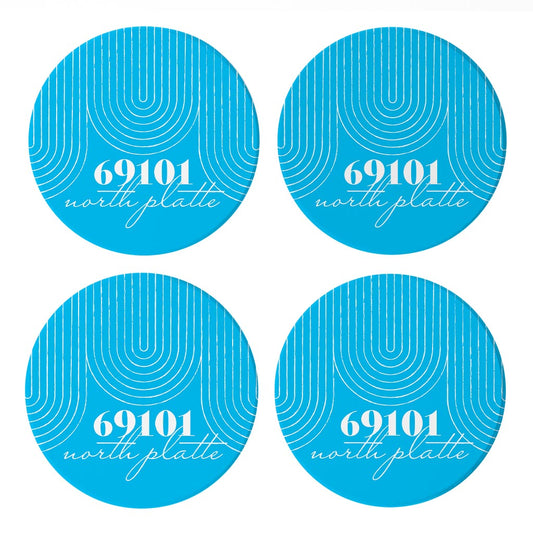 Bright Modern City Zip On Teal Nebraska North Platte | Absorbent Coasters | Set of 4 | Min 2