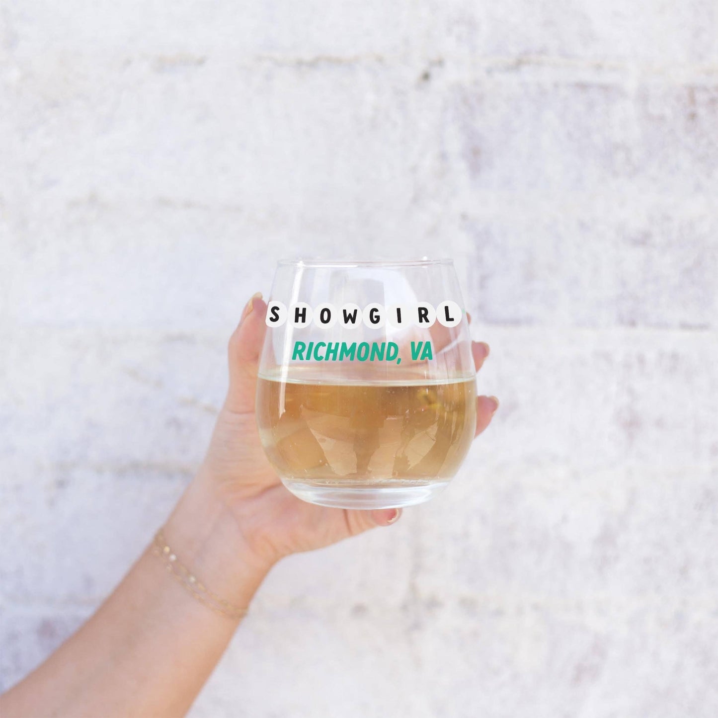 15oz Stemless Wine Glass-Love+Local Showgirl
