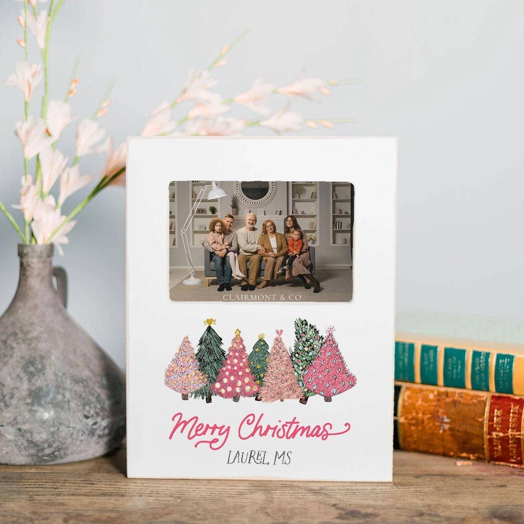 Picture Frame, Pink Christmas Trees, Custom Gift, Decor