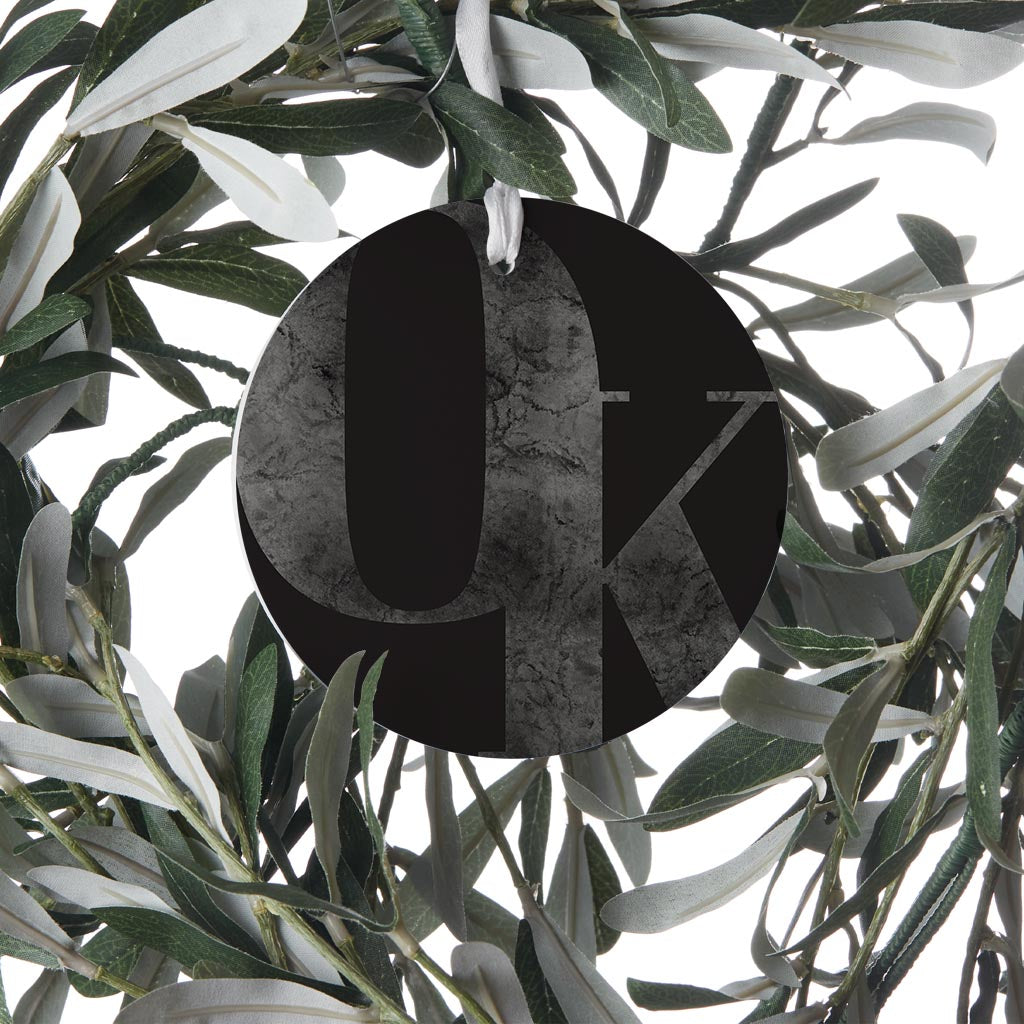 Minimalistic B&W Ardmore Ok Black Initials | Wood Ornament | Eaches | Min 6