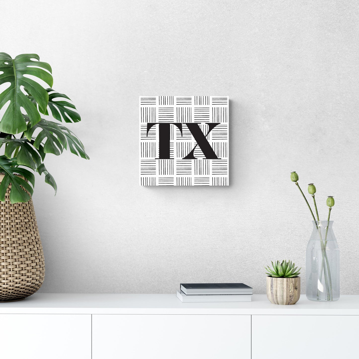 Black And White Abbreviated On White Texas | Wood Sign | Eaches | Min 2