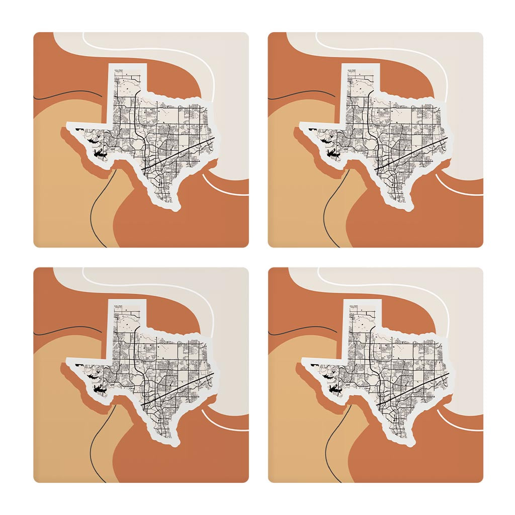 Vintage Groove Fluid Orange Map Texas Frisco
