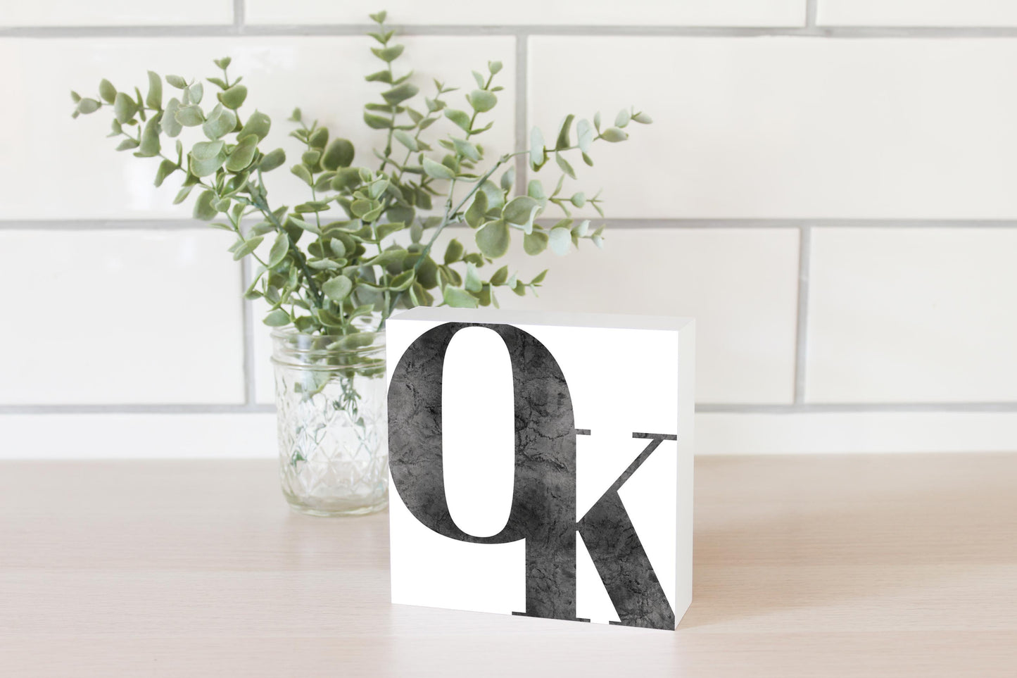 Minimalistic B&W Ardmore Ok White Initials | Wood Block | Eaches | Min 4