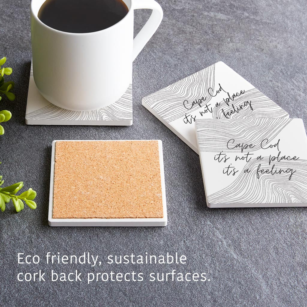 Minimalistic B&W Cape Cod A Feeling | Absorbent Coasters | Set of 4 | Min 2