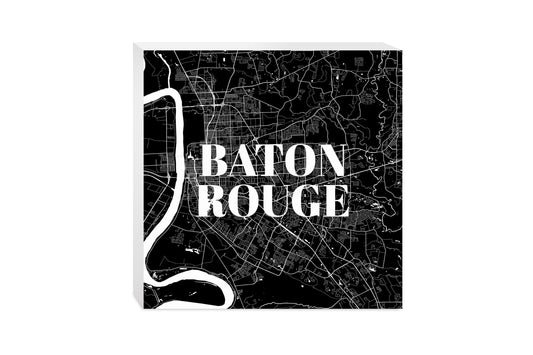 Minimalistic Baton Rouge Black Map | Wood Block | Eaches | Min 2