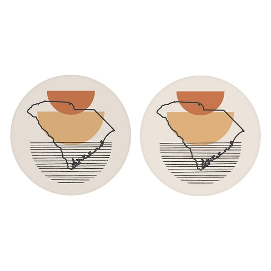 Vintage Groove Shape Stack South Carolina| Absorbent Car Coasters | Set of 2 | Min 4
